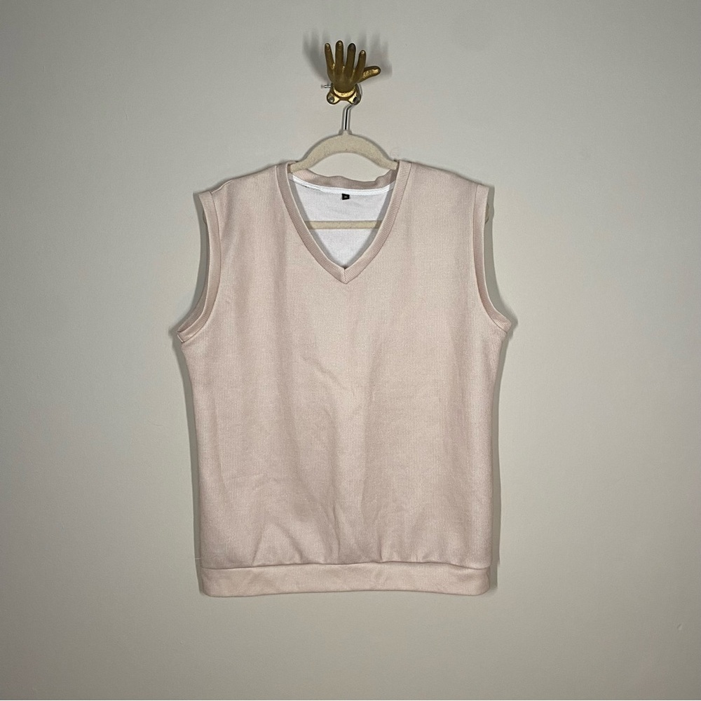 Classic V-Neck Knit Sweater Vest – Size XL